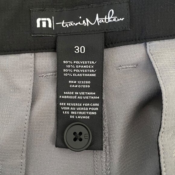 Travis Mathew Performance Chino Pants Gray Men's W30 Straight-Leg Golf Trousers - Picture 8 of 9
